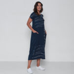 Vestido em Malha Manga Curta Estampado - Marinho - Imagem 3