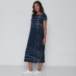 Vestido em Malha Manga Curta Estampado - Marinho - Imagem 4