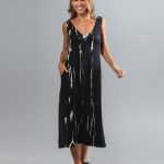 Vestido em Malha Estampado sem Manga - Preto