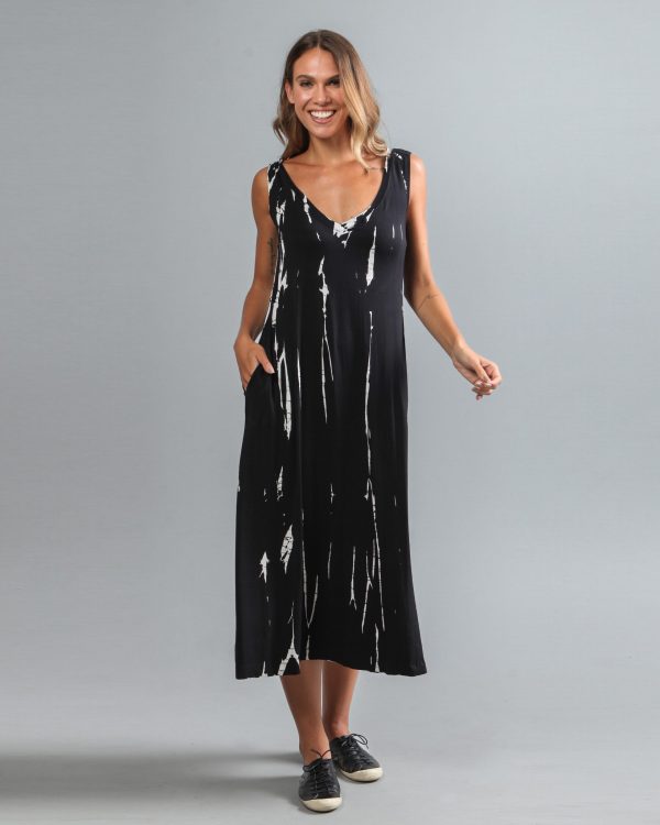 Vestido em Malha Estampado sem Manga - Preto - Imagem 1