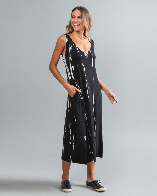 Vestido em Malha Estampado sem Manga - Preto - Imagem 3