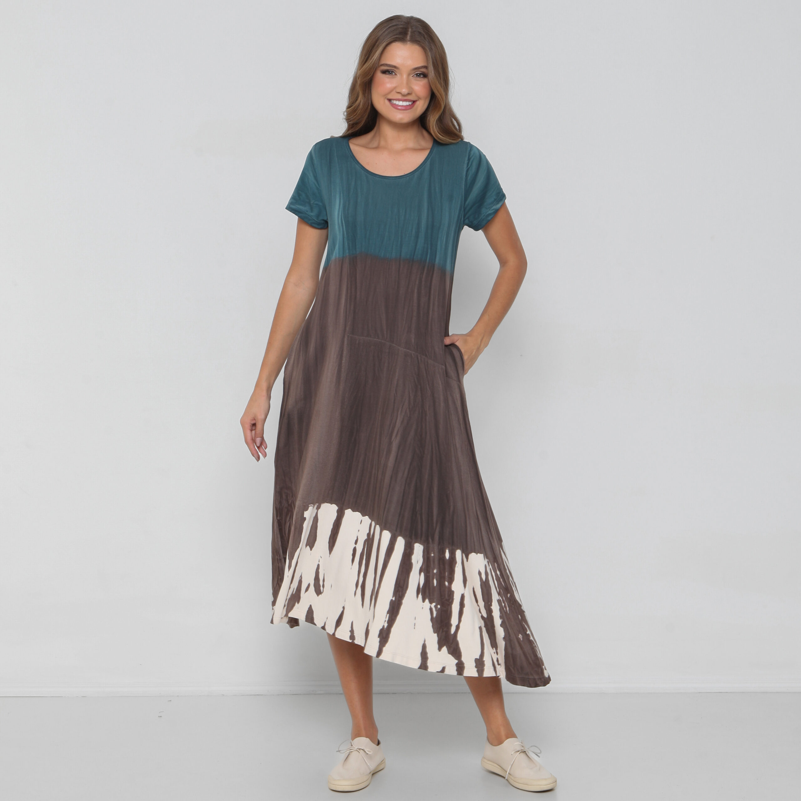 IMG_6218 Vestido Atenas em Malha Estampado - Petróleo - Imagem 1