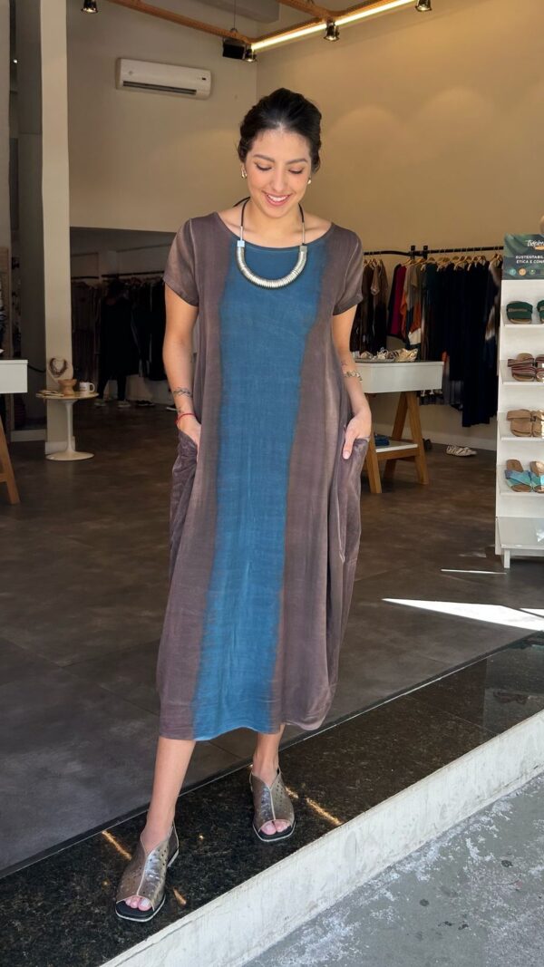 Vestido em Malha Estampado - Bicolor