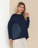 Blusa Feminina em Malha Estampada - Marinho - Imagem 3