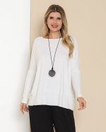 Blusa Pespontada em Malha com Manga Longa
