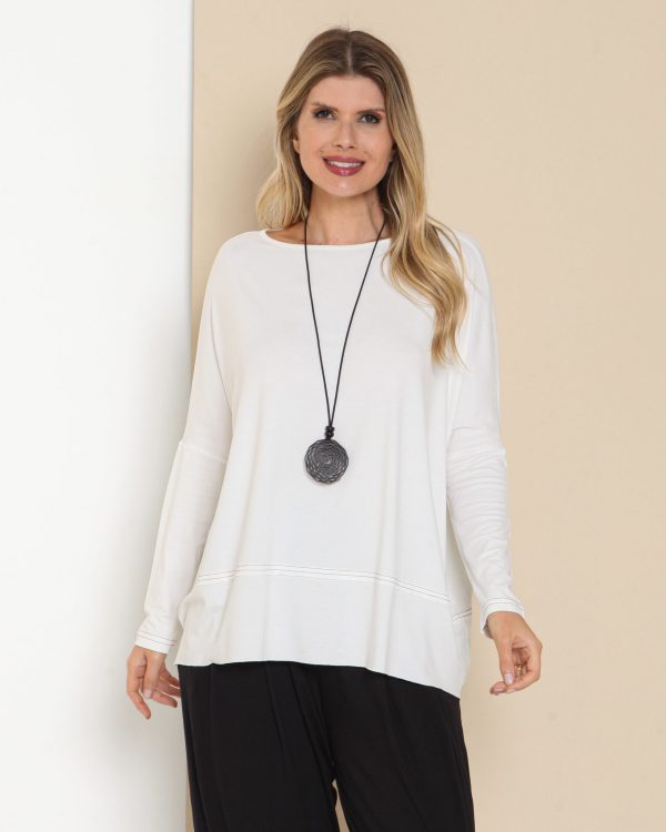Blusa Pespontada em Malha com Manga Longa - Imagem 1