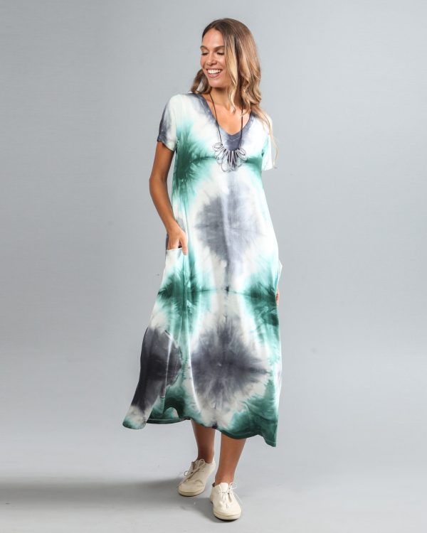 Vestido em Malha Estampado Tie Dye - Verde - Imagem 4
