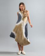 Vestido em Malha Estampado Diagonal - Bicolor