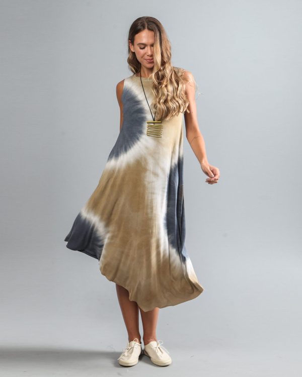 Vestido em Malha Estampado Diagonal - Bicolor - Imagem 1