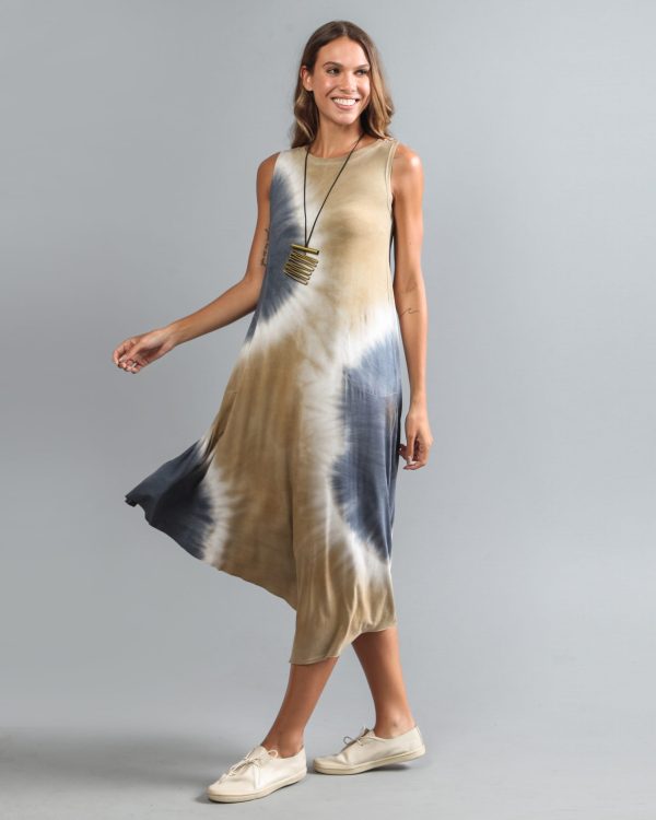 Vestido em Malha Estampado Diagonal - Bicolor - Imagem 3