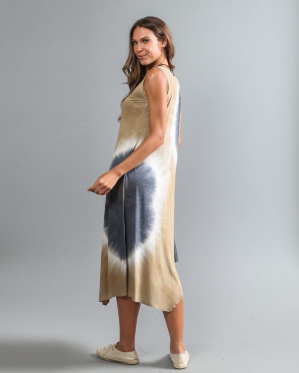 Vestido em Malha Estampado Diagonal - Bicolor - Imagem 4