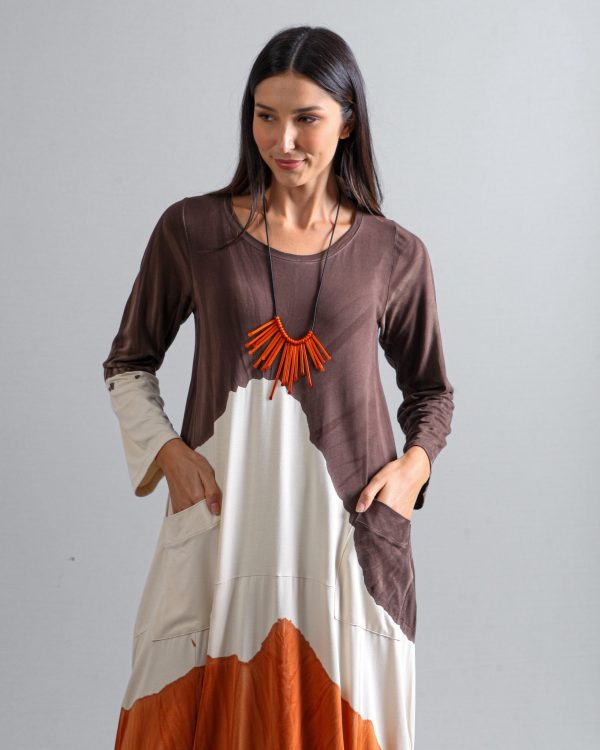 Vestido em Malha Estampado - Bicolor - Imagem 2