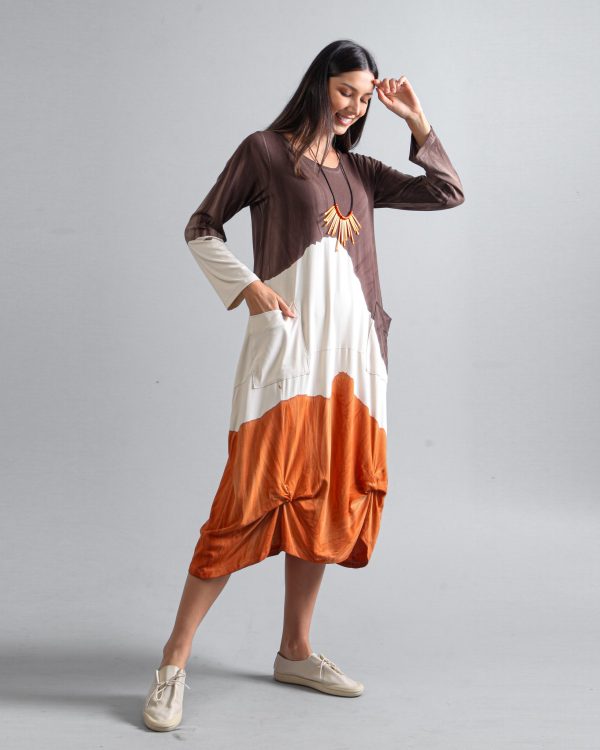 Vestido em Malha Estampado - Bicolor - Imagem 1