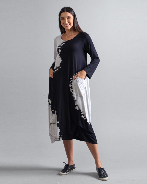 Vestido em Malha Estampado com Bolsos - Preto - Imagem 3