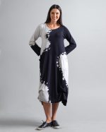 Vestido em Malha Estampado com Bolsos - Preto