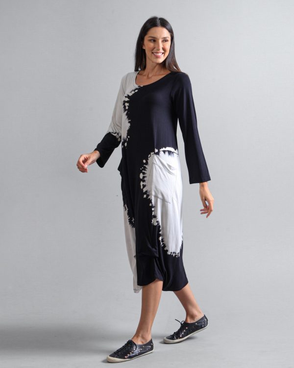 Vestido em Malha Estampado com Bolsos - Preto - Imagem 4