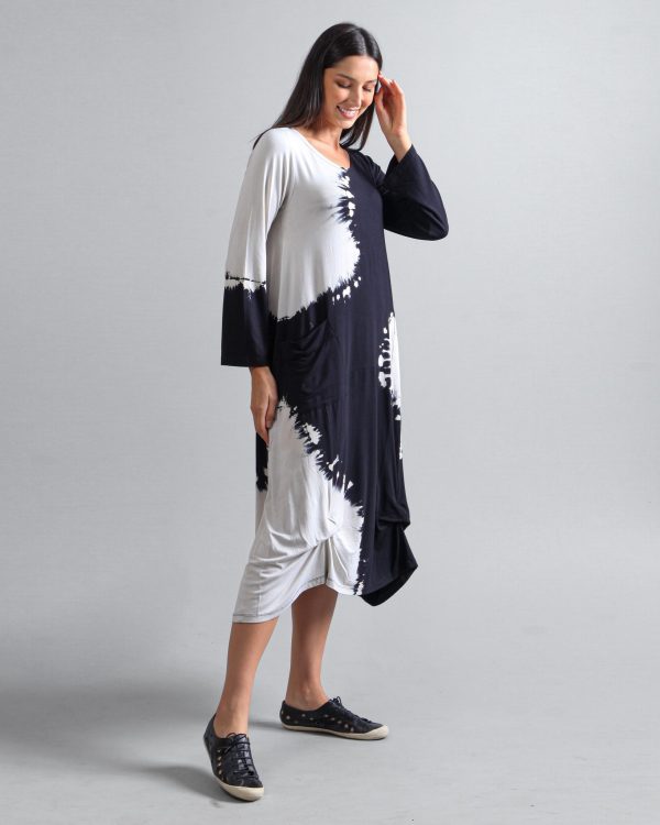 Vestido em Malha Estampado com Bolsos - Preto - Imagem 5