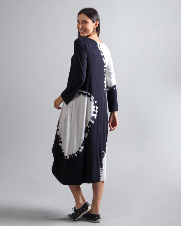 Vestido em Malha Estampado com Bolsos - Preto - Imagem 6