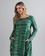Vestido em Malha Estampado Manga Longa - Verde - Imagem 2