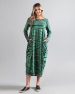 Vestido em Malha Estampado Manga Longa - Verde - Imagem 3