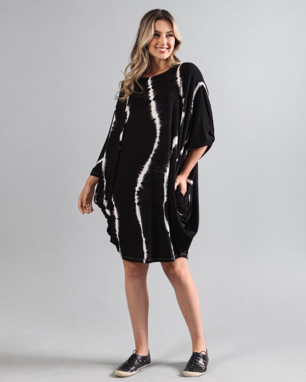 Vestido Borboleta em Malha Estampado - Preto - Imagem 1