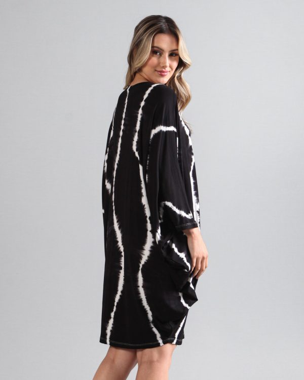Vestido Borboleta em Malha Estampado - Preto - Imagem 3