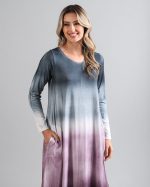Vestido em Malha Estampado Manga Longa - Petróleo - Imagem 2