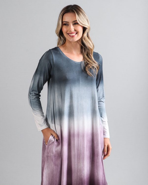 Vestido em Malha Estampado Manga Longa - Petróleo - Imagem 2