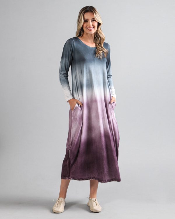 Vestido em Malha Estampado Manga Longa - Petróleo - Imagem 4