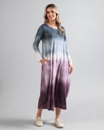 Vestido em Malha Estampado Manga Longa - Petróleo - Imagem 3