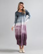 Vestido em Malha Estampado Manga Longa - Petróleo