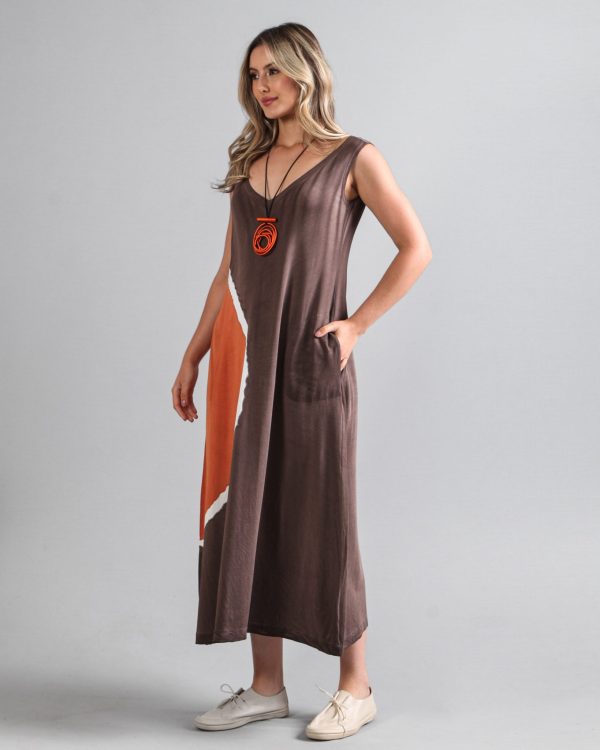 Vestido em Malha Estampado Regata - Bicolor - Imagem 1