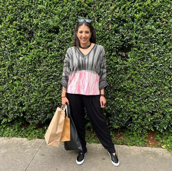 Blusa Feminina em Malha Estampada - Bicolor - Imagem 1