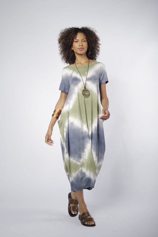 Vestido Estampado em Malha Manga Longa - Verde - Imagem 1