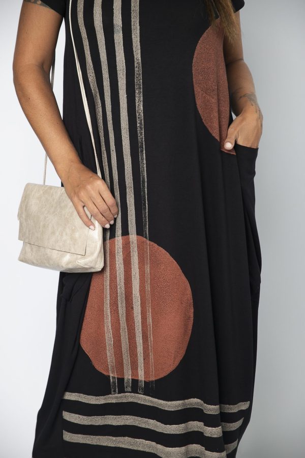 Vestido em Malha Manga Curta Preto - Estampado - Imagem 3