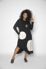 Vestido em Malha Estampado Bolas - Preto - Imagem 3