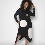 Vestido em Malha Estampado Bolas - Preto