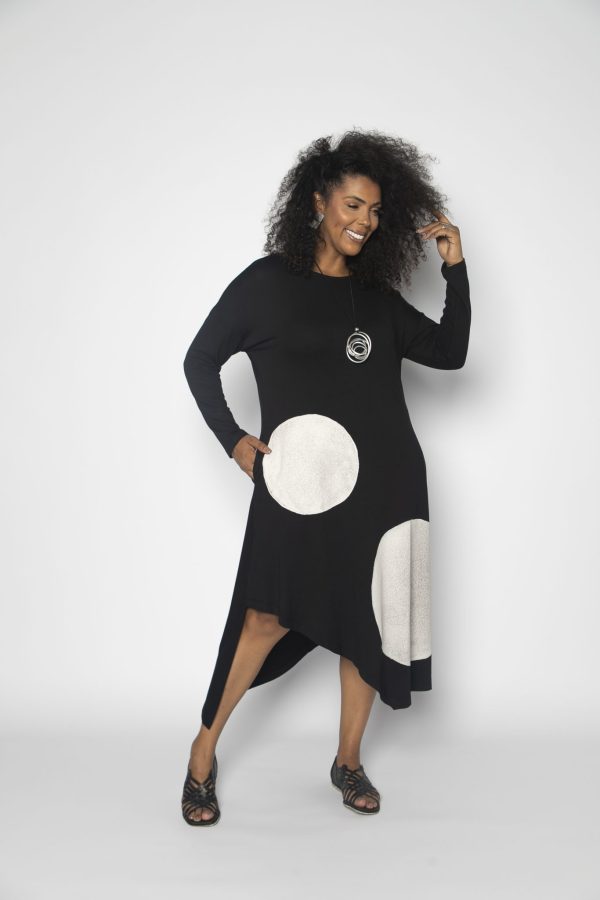 Vestido Genebra em Malha Estampado Bolas - Preto - Imagem 1