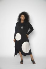 Vestido em Malha Estampado Bolas - Preto - Imagem 6