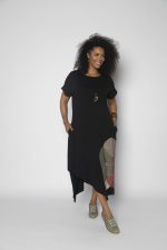 Vestido em Malha Estampado Manga Curta - Preto - Imagem 3