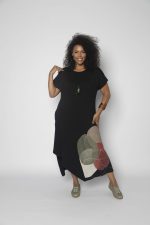 Vestido em Malha Estampado Manga Curta - Preto - Imagem 6