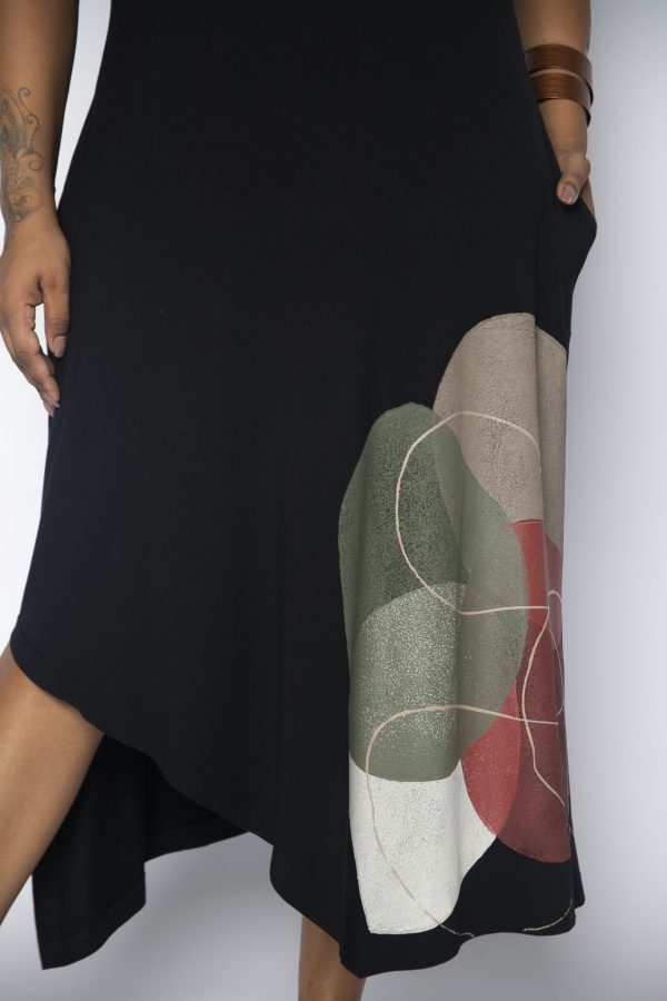 Vestido Genebra em Malha Estampado Manga Curta - Preto - Imagem 2