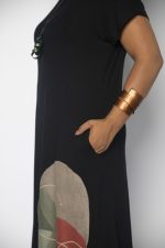 Vestido em Malha Estampado Manga Curta - Preto - Imagem 5