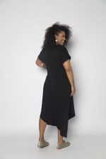 Vestido em Malha Estampado Manga Curta - Preto - Imagem 7