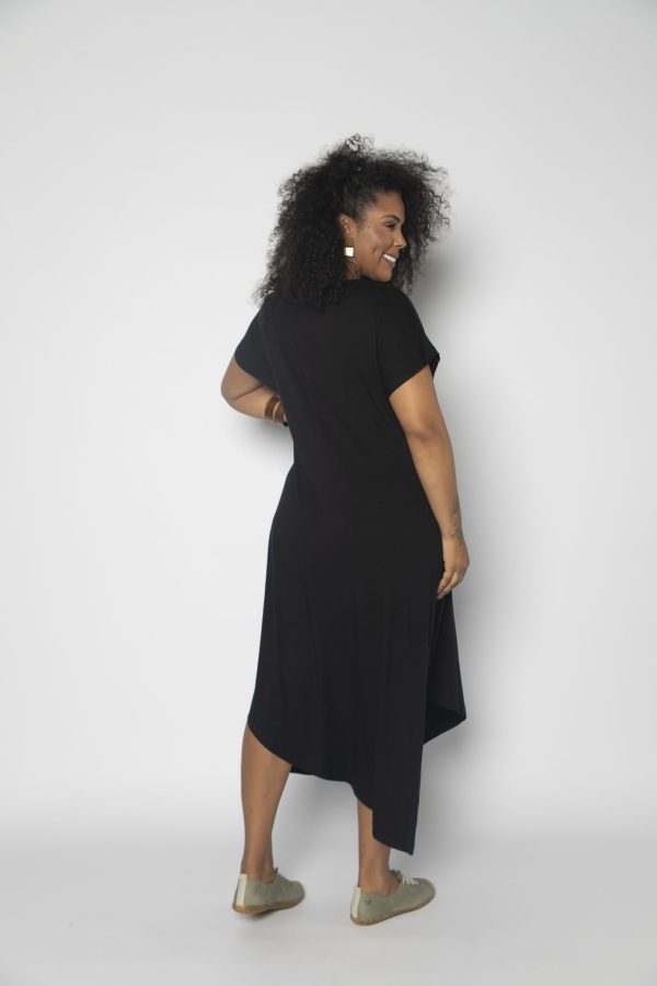 Vestido Genebra em Malha Estampado Manga Curta - Preto - Imagem 7