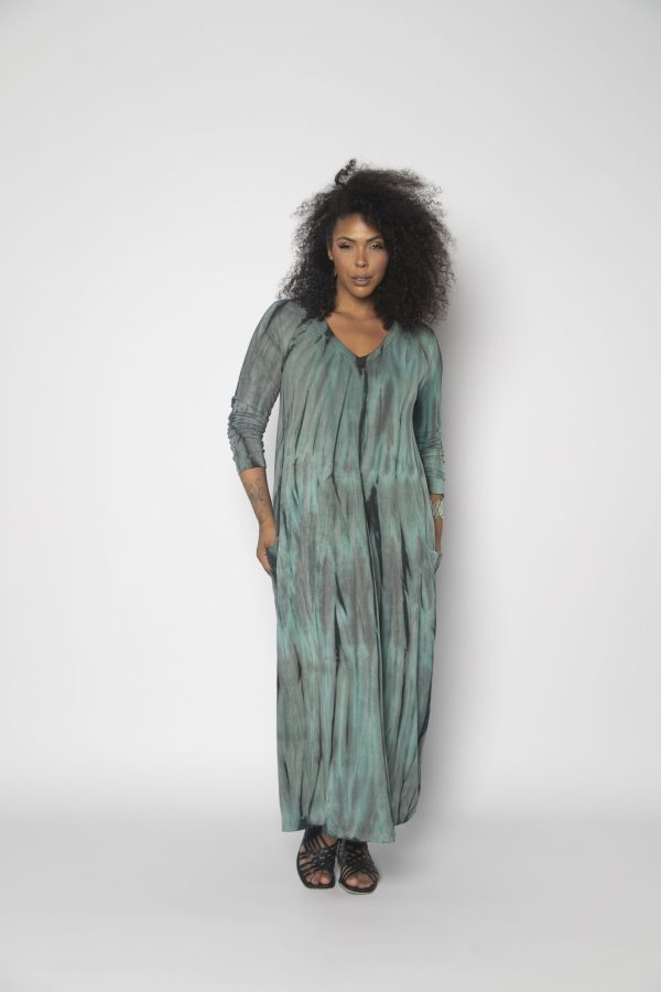 Vestido em Malha Estampado Manga Longa - Verde - Imagem 3