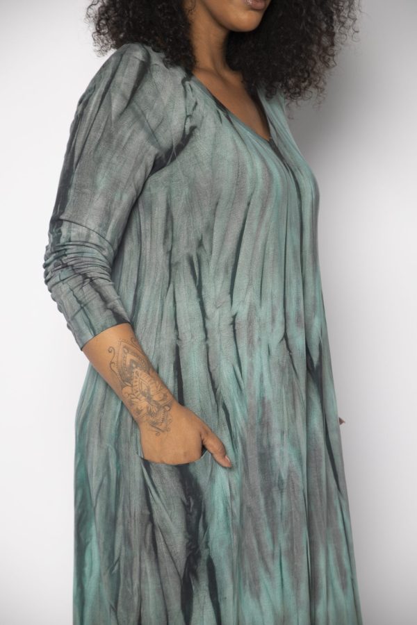 Vestido em Malha Estampado Manga Longa - Verde - Imagem 2