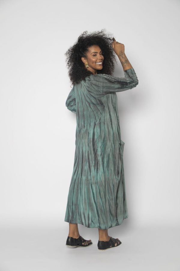Vestido em Malha Estampado Manga Longa - Verde - Imagem 6