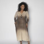 Vestido em Malha Manga Longa - Areia