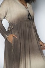 Vestido em Malha Manga Longa - Areia - Imagem 3